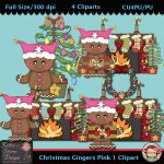 Christmas Gingers Pink 1 Clipart - CU