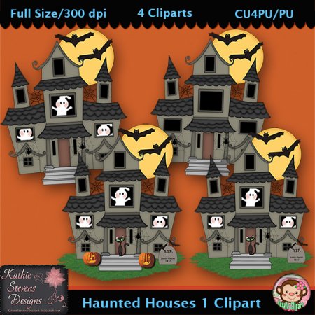 Haunted Houses 1 Clipart - CU