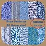 AI Blue Patterns Paper Pack