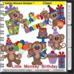 Little Monkey Birthday Clipart - CU