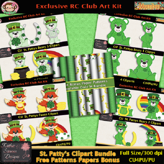 St. Patty's Clipart Bundle With Bonus Paper Patterns - CU - Click Image to Close