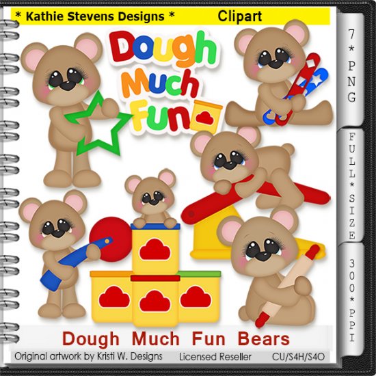 Dough Much Fun Bears Clipart - CU - Click Image to Close