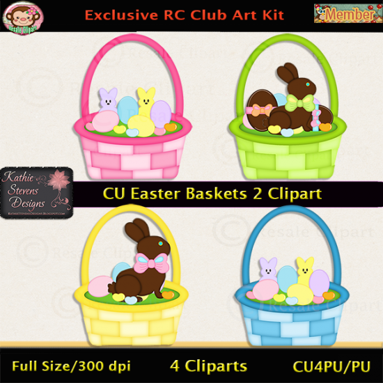 Easter Baskets 2 Clipart - CU - Click Image to Close