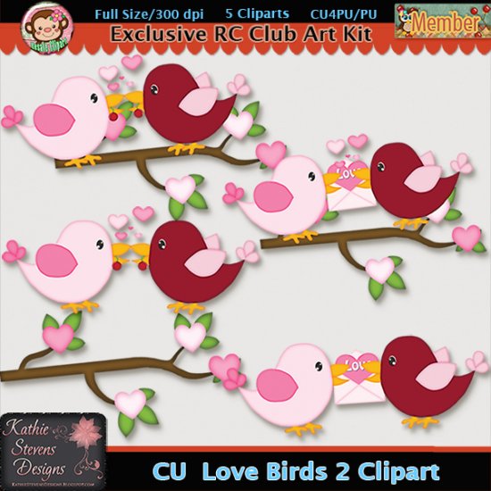 Love Birds 2 Clipart - CU - Click Image to Close