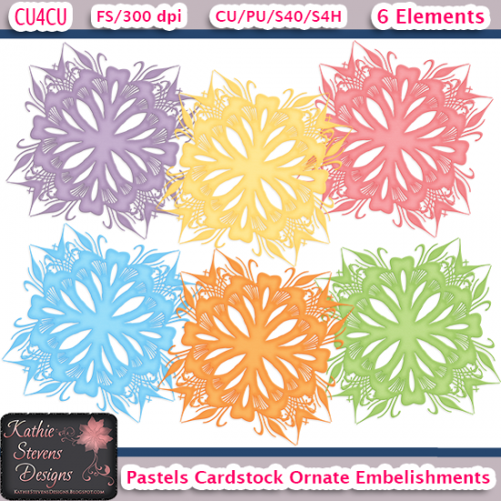 Pastels Ornate Cardstock Embelishments - CU4CU - Click Image to Close