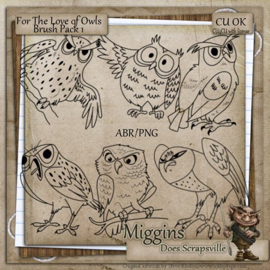 CU Hand Drawn For the love of Owls Digistamps and Abr1 - Click Image to Close