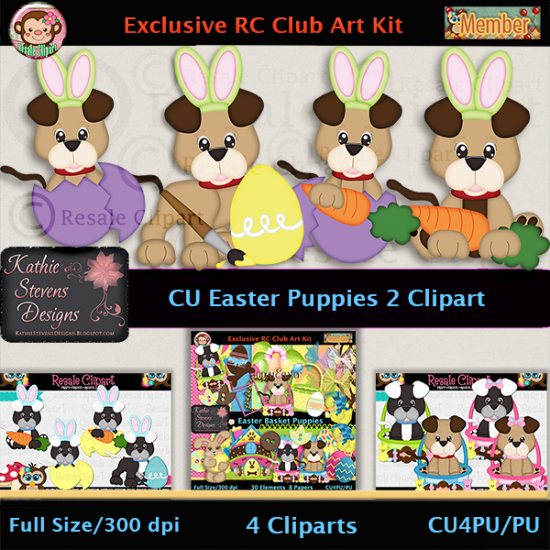 Easter Puppies 2 Clipart - CU - Click Image to Close