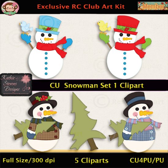 Snowman Set 1 Clipart - Click Image to Close