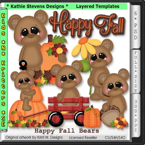 Happy Fall Bears Layered Templates - CU - Click Image to Close