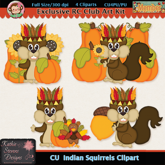 Indian Squirrels Clipart - CU - Click Image to Close