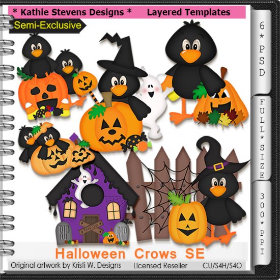 Halloween Crows SE Layered Templates - CU - Click Image to Close