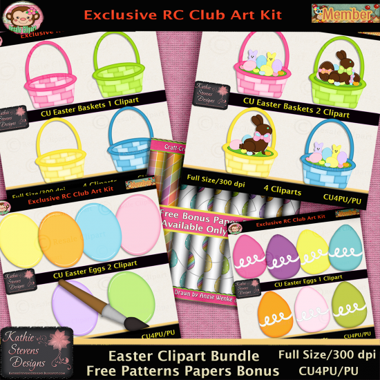 Easter Clipart Bundle With Bonus Paper Patterns - CU - Click Image to Close