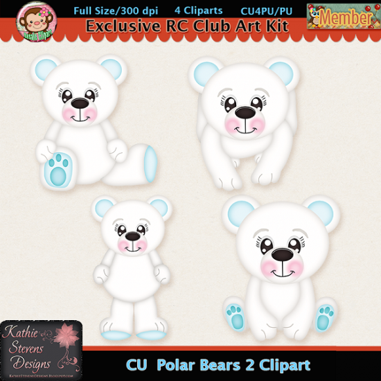 Polar Bears 2 Clipart - CU - Click Image to Close