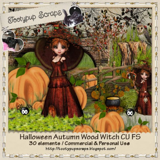 Halloween Autumn Wood Witch Cu FS - Click Image to Close