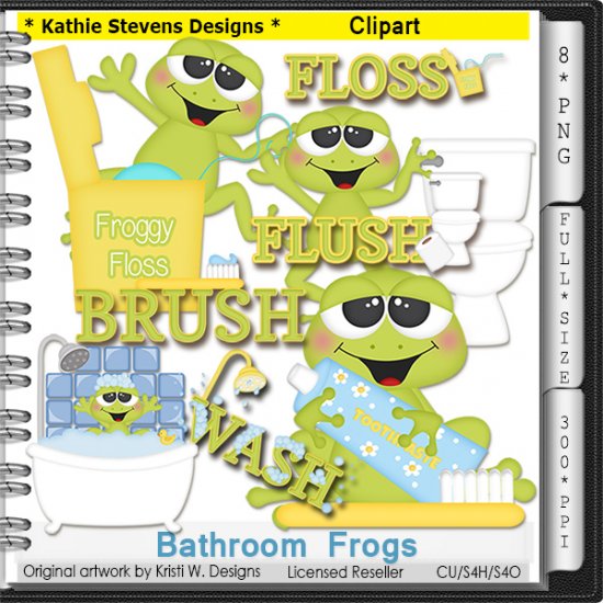 Bathroom Frogs Clipart - CU - Click Image to Close