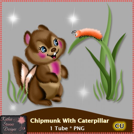 Chipmunk With Caterpillar CU - Click Image to Close