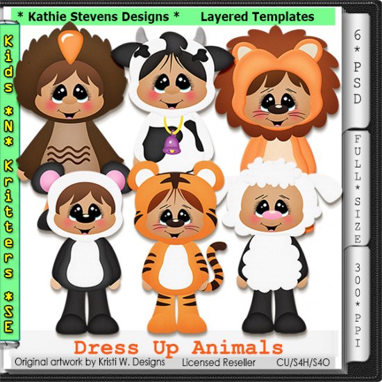 Dress Up Animals Layered Templates - CU - Click Image to Close