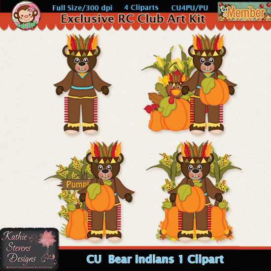 Bear Indians 1 Clipart - CU - Click Image to Close
