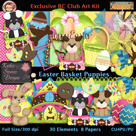 Easter Basket Puppies Kit - CU - Click Image to Close