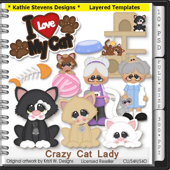 Crazy Cat Lady Layered Templates - CU - Click Image to Close
