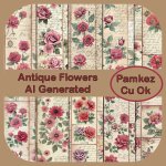 AI Antique Flower Papers