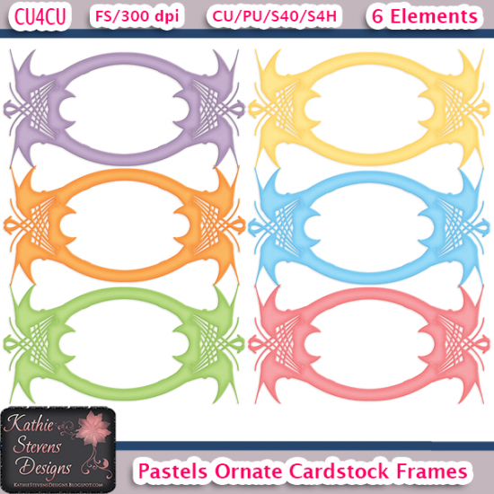 Pastels Ornate Cardstock Frames - CU4CU - Click Image to Close