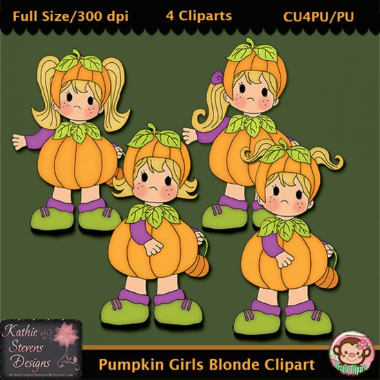 Pumpkin Girls Blonde Clipart - CU - Click Image to Close