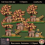 Raccoons Autumn Clipart - CU