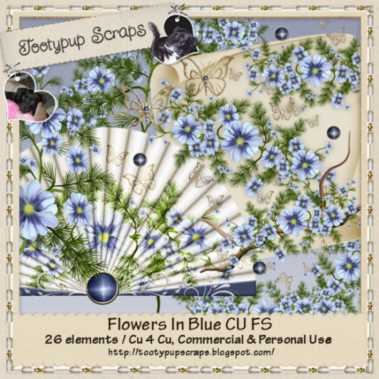 Flowers In Blue Cu 4 Cu FS - Click Image to Close