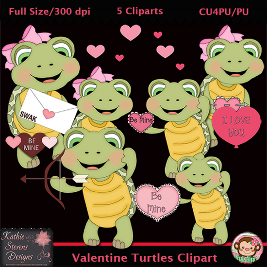 Valentine Turtles Clipart - CU - Click Image to Close