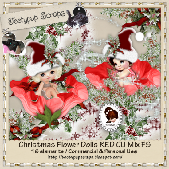 Christmas Flower Dolls Red CU FS - Click Image to Close