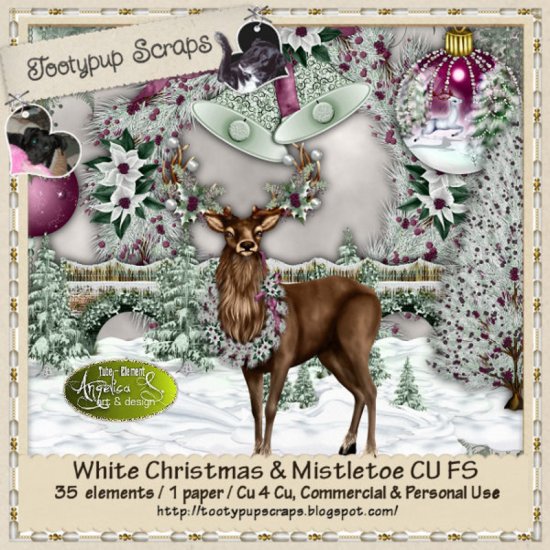 White Christmas And Mistletoe Cu 4 Cu FS - Click Image to Close