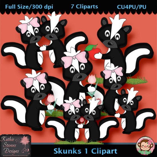 Skunks 1 Clipart - CU - Click Image to Close