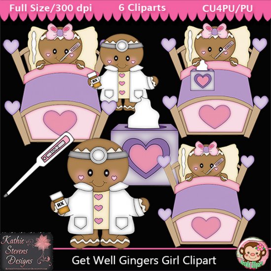 Get Well Gingers Girl Clipart - CU - Click Image to Close