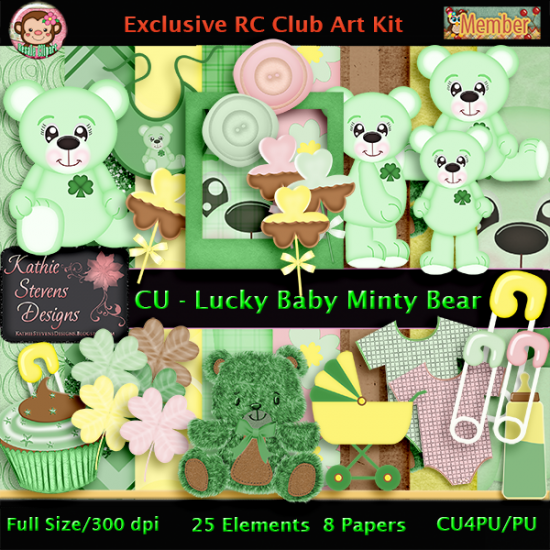 Lucky Baby Minty Bear - CU Kit - Click Image to Close