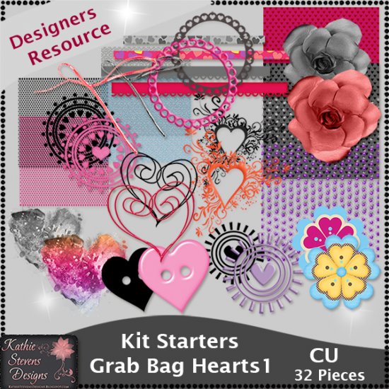 Kit Starters Grab Bag Hearts 1 CU Templates - Click Image to Close