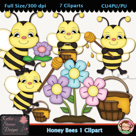 Honey Bees 1 Clipart - CU - Click Image to Close