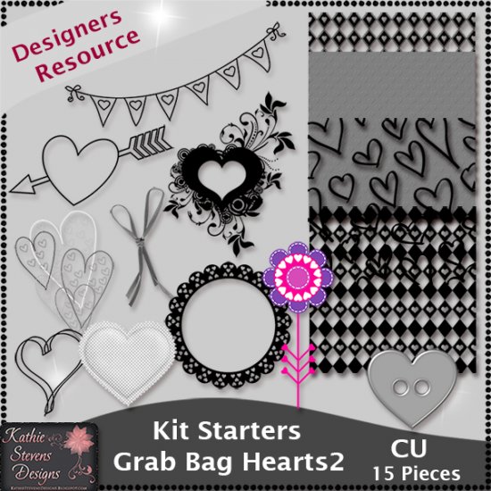 Kit Starters Grab Bag Hearts 2 CU Templates - Click Image to Close