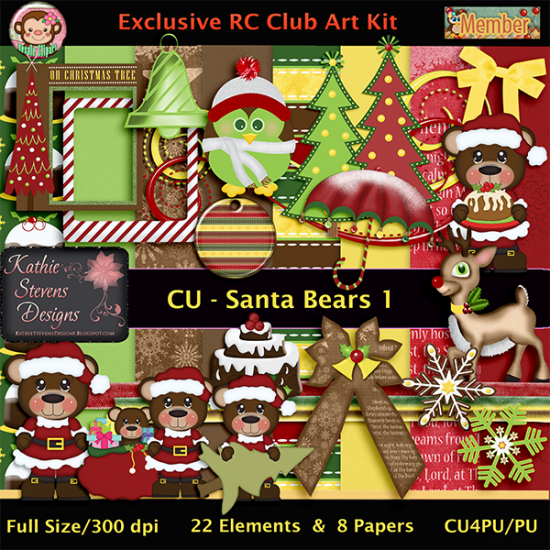 Santa Bears 1 - CU Kit - Designer Resource - Click Image to Close