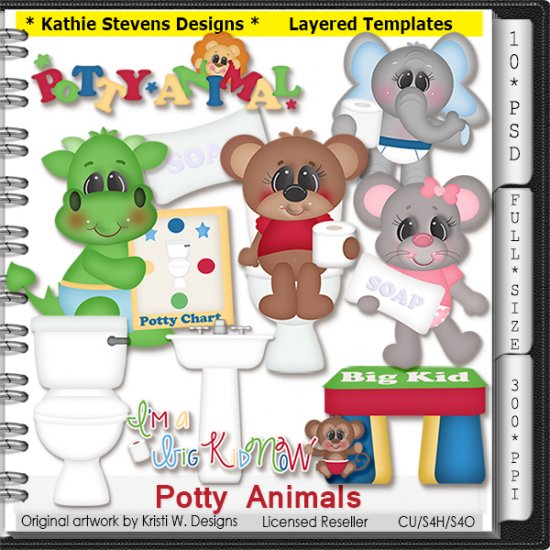 Potty Animals Layered Templates - CU - Click Image to Close
