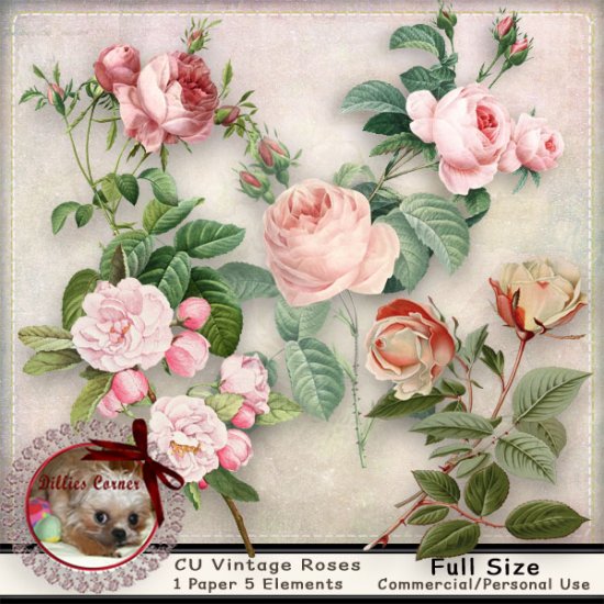 DC_CU Vintage Pink Roses - Click Image to Close