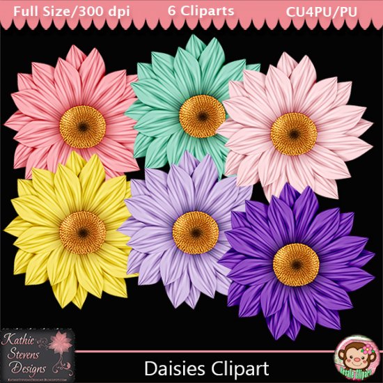 Daisies Clipart - CU - Click Image to Close