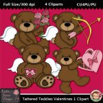 Tattered Teddies Valentines 1 Clipart - CU