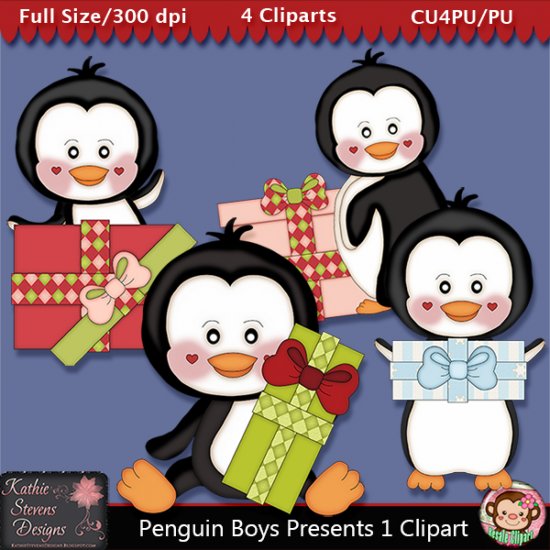 Penguin Boys Presents 1 Clipart - CU - Click Image to Close
