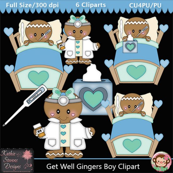 Get Well Gingers Boy Clipart - CU - Click Image to Close