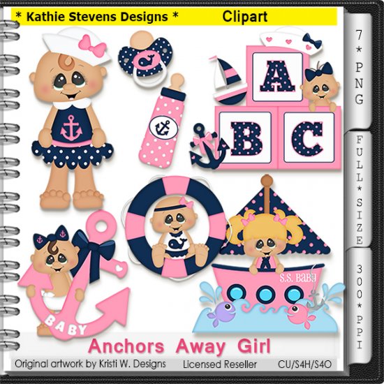 Anchors Away Girl Clipart - CU - Click Image to Close
