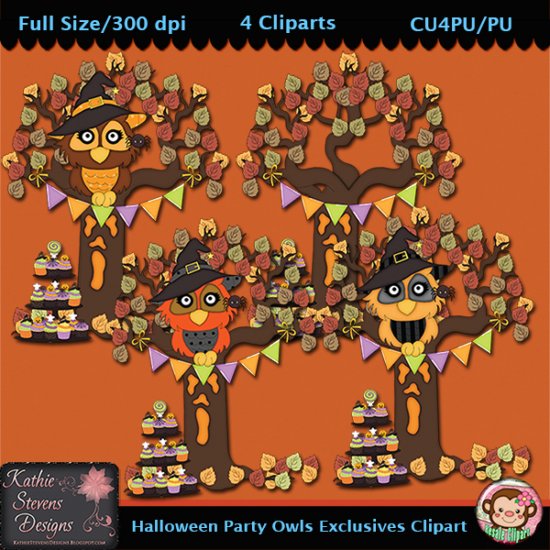 Halloween Party Owl Exclusives Clipart - CU - Click Image to Close