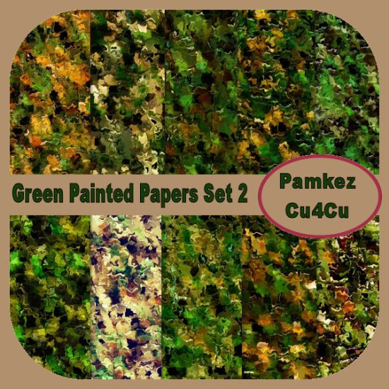 Green Painted Papers Set 2 - Click Image to Close