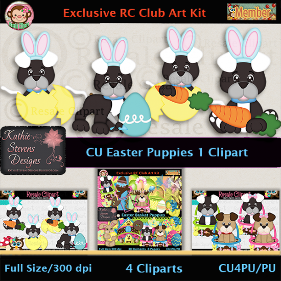 Easter Puppies 1 Clipart - CU - Click Image to Close