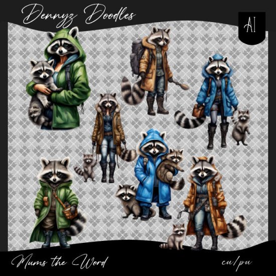 AI CU Winter Raccoon Mothers - Click Image to Close